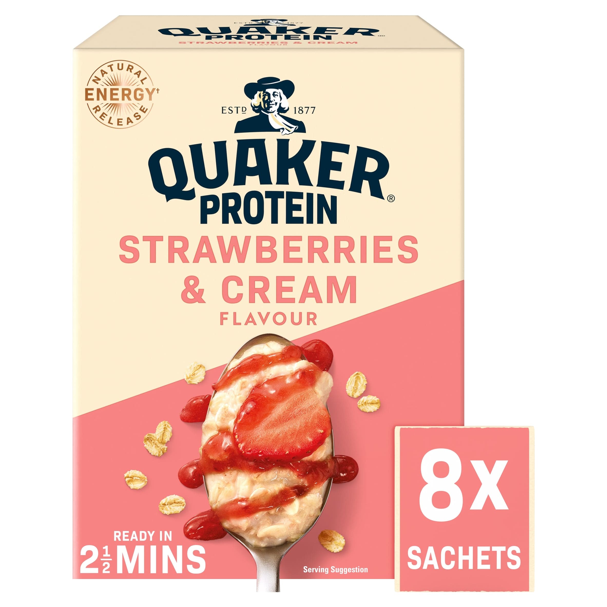 Quaker Oat So Simple Protein Strawberries & Cream Porridge Sachets 8x42g by Quaker